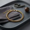 Bouquet Bouqtique 316L Çelik Gold Renk Box Zincir Model Erkek Bileklik BQT35EB3811