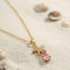 Bouquet Bouqtique 316L Çelik Zincir Gold Renk Yıldız Model Pembe Damla Taş Model Kolye BQT35BKO11194