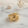 Bouquet Bouqtique Örgü Formlu Geniş Tasarım Gold Renk Yüzük BQT35BYK4227