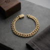 Bouquet Bouqtique Cuban Zincir Model Zirkon Taşlı Gold Renk Erkek Bileklik BQT35EB3817