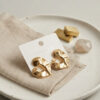 Bouquet Bouqtique 316L Çelik Gold Renk Organik Dokulu Asimetrik Tasarım Damla Model Küpe BQT35BKP12040