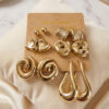 Bouquet Bouqtique Gold Renk Metalik Kaplamalı CCB 6 Çift Küpe Seti BQT35BKP12094
