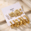 Bouquet Bouqtique Metalik Kaplama Gold Renk Deniz Kabuğu Detaylı CCB 9 Çift Kadın Küpe Seti BQT35BKP12100