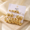 Bouquet Bouqtique Gold Renk Metalik Kaplamalı Karışık Model Detaylı CCB 9 Çift Küpe Seti BQT35BKP12106