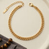 Bouquet Bouqtique 316L Çelik Gold Renk İnce Cuban Zincir Model Erkek Bileklik BQT35EB3835