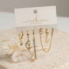 Bouquet Bouqtique Gold Renk Pirinç Zirkon Taşlı 6'lı Küpe Set Kombini BQT35BKP12130