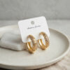 Bouquet Bouqtique Gold Renk Zirkon Taşlı ve Geometrik Motifli Pirinç Halka Kadın Küpe BQT35BKP12146