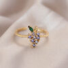 Bouquet Boutique Ayarlamalı Gold Renk Metal Renkli Zirkon Taşlı Üzüm Yüzük BQT35BYK2085