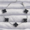 Bouquet Bouqtique 316L Çelik Gümüş Renk Siyah Mineli Yonca Bileklik BQT35BB6257