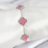 Bouquet Bouqtique 316L Çelik Gümüş Zincir Pembe Renk Yonca Bileklik BQT35BB7909