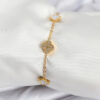 Bouquet Bouqtique 316L Çelik Gold Renk Beyaz ve Zirkon Taşlı Baby Boy Yonca Kadın Bileklik BQT35BB7955