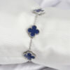 Bouquet Bouqtique 316L Çelik Zincir Gümüş Renk Lacivert Yonca Kadın Bileklik BQT35BB7958