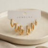 Bouquet Bouqtique Gold Renk Zirkon Taşlı Pirinç Petek Model Kadın Küpe Seti BQT35BKP12163