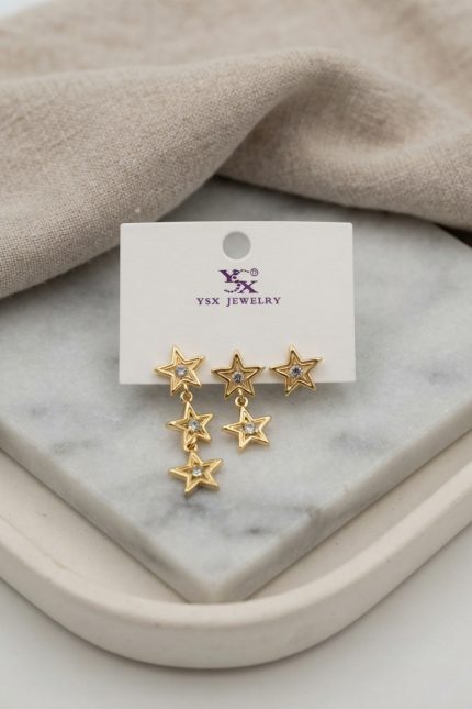Bouquet Bouqtique Gold Renk Pirinç Yıldız Model Sallantılı Kadın Küpe Seti BQT35BKP12189